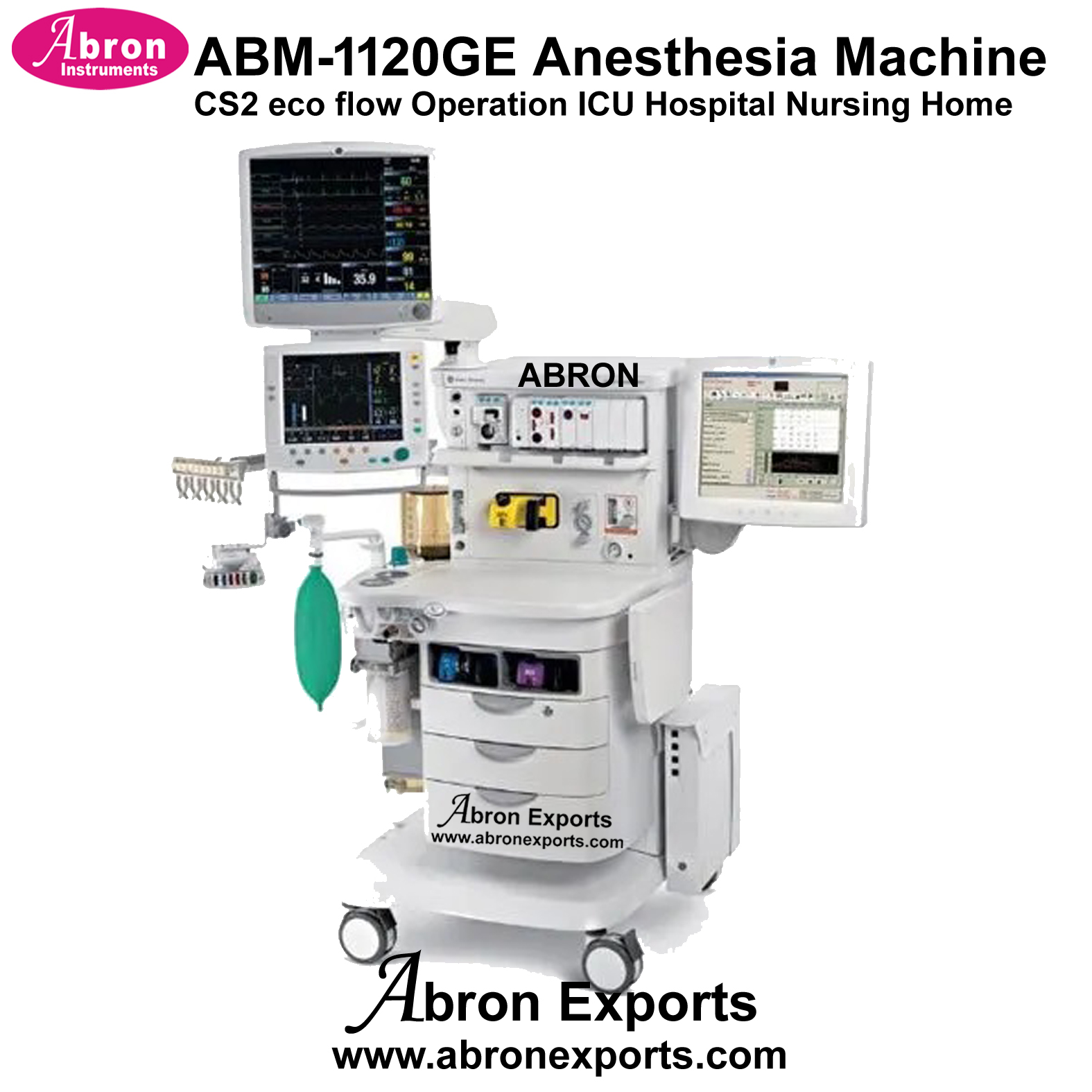Anesthesia Machine CS2 Eco Flow Operation ICU Hospital Nursing Home Medical Abron ABM-1120GE 